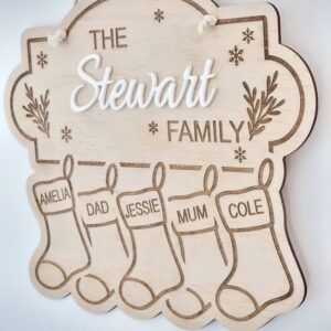 Personalised Wooden Christmas Stocking Wall Sign
