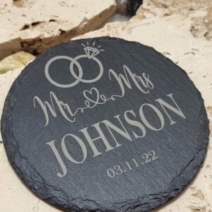 'Mr & Mrs' Slate Coasters (set of 2)